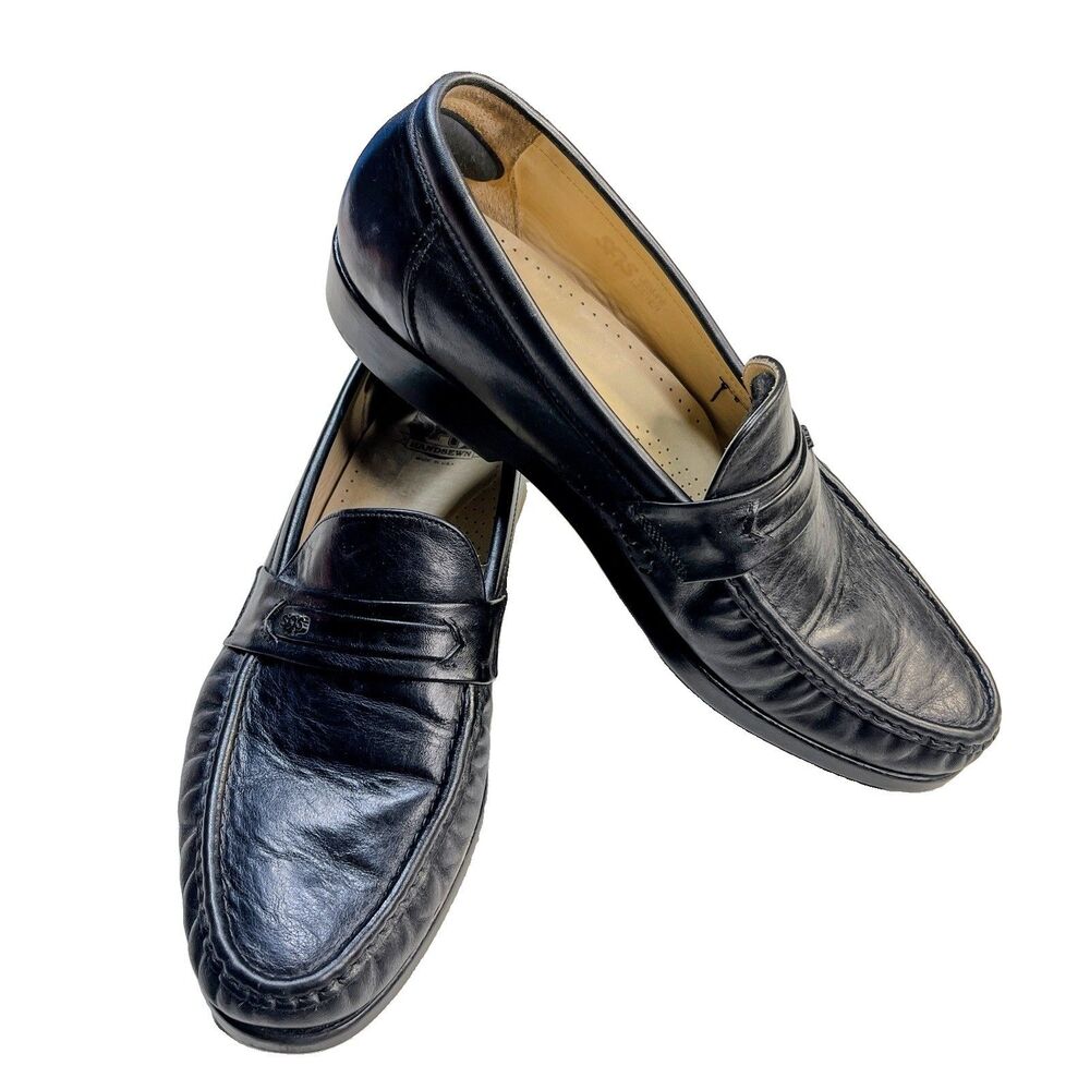 SAS Ace Black Leather Handsewn Penny Loafers Comfort Dress Shoes Men's 11-11.5